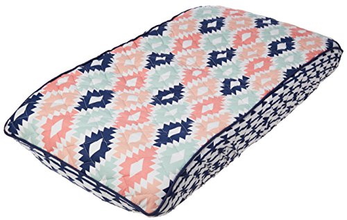 Bacati - Emma Aztec Kilim Coral/Mint/Navy Quilted Changing Pad Cover