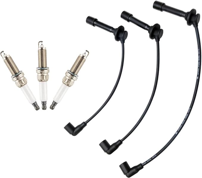 3PC Spark Plug Wire and 3PCS Spark Plugs Kit Compatible