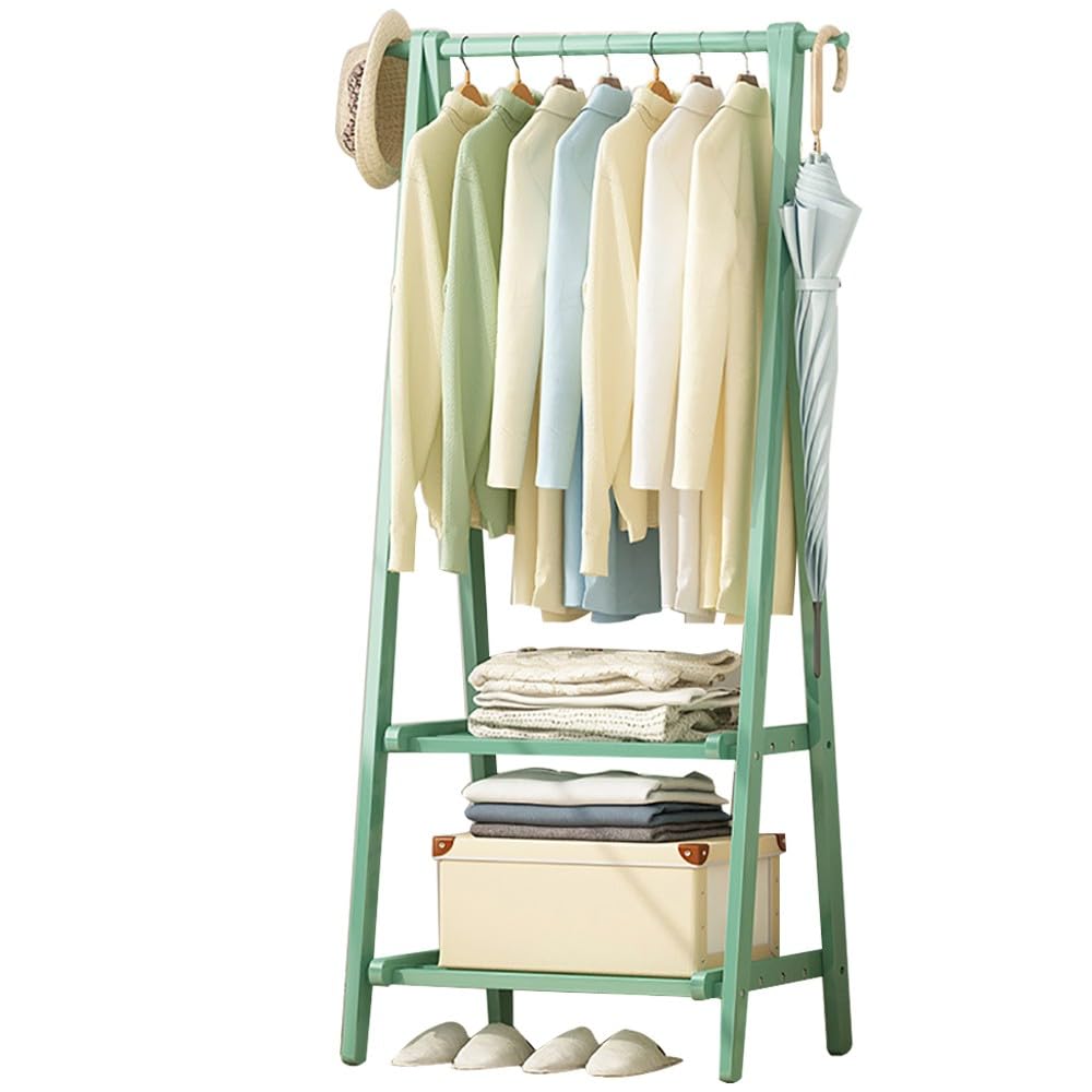 XDLEDMKIZ Wooden Coat Rack with Shoe Storage Heavy Duty Free Standing Clothes Rail for Living Room Hallway Office Bedroom Entryway Coat Hanger Stand 66CM/86CM/116CM Maxim