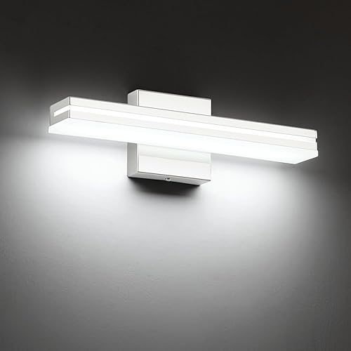 Miniatura 9 de SineRise - Lámparas LED modernas para tocador de baño (40,6 cm, 3000K/4000K/6000K, regulables), lámparas de pared modernas de acrílico cromado para