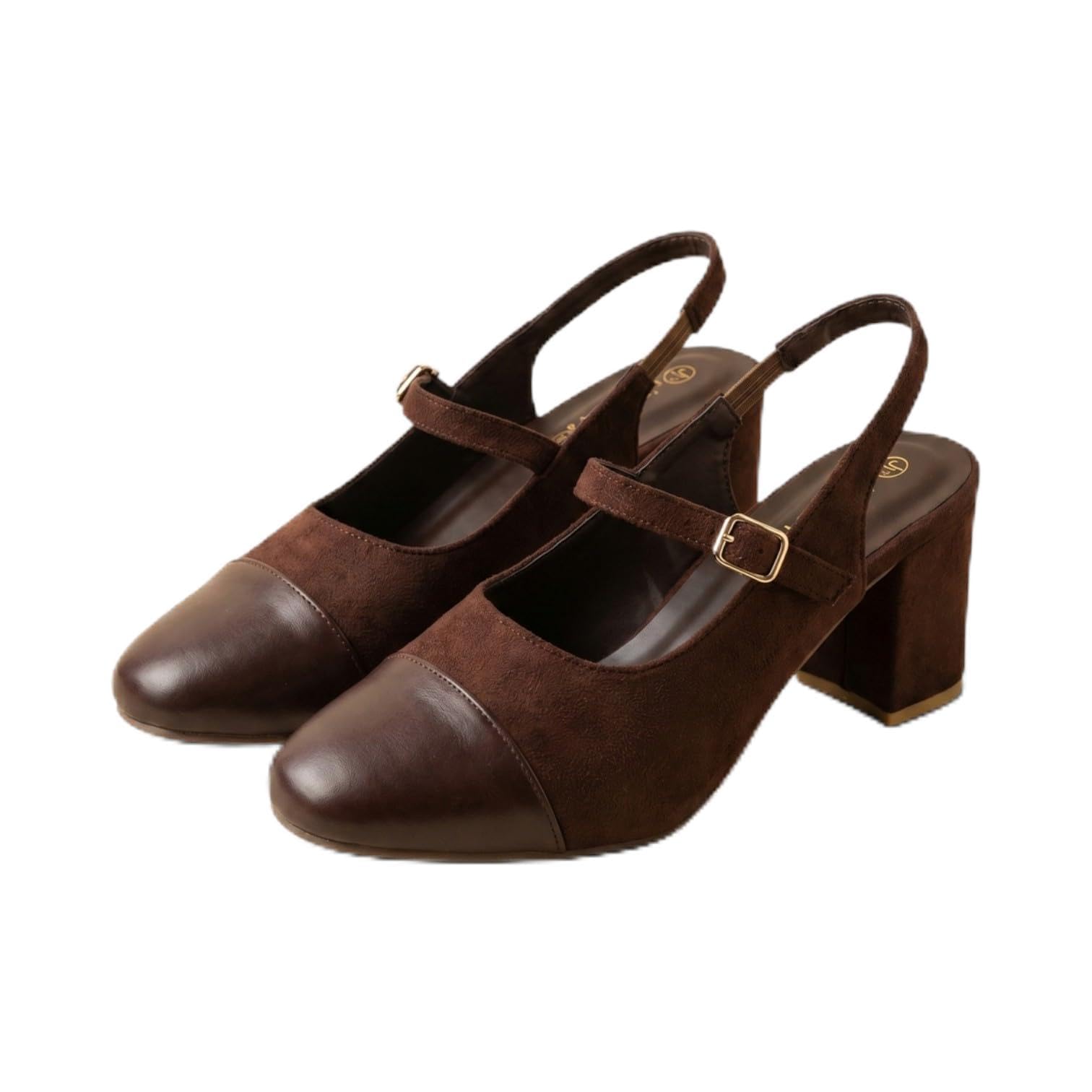 Women's Mary Jane Block Heel Pumps | Round Toe Slingback Heels with Adjustable Buckle | Comfortable Office, & Casual Dress Sandel-image-23