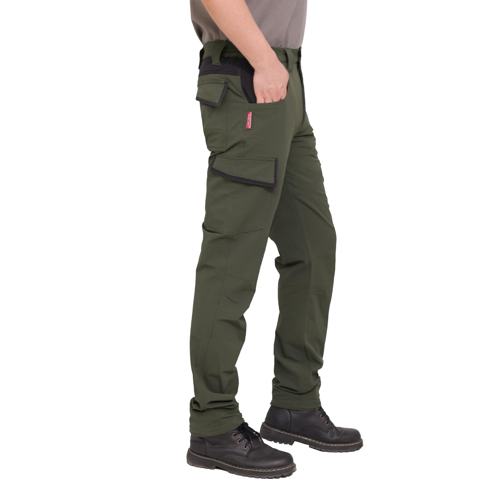WORK IDEA Outdoorhose für Herren Wanderhose Wasserdicht & Elastisch Softshellhose Atmungsaktiv Weiche für Trekking, Bergsteigen und Freizeit