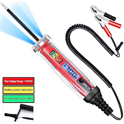 AWBLIN Upgraded Automotive Test Light & Battery Power Detector, 1-75V DC LCD Digital Circuit Tester with Illumination, Heavy Duty Light Tester with Voltmeter, Fuse Voltage Tester Auto Electrical Tool Cover