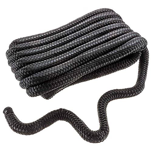 Seachoice 47201 Double Braid Nylon Dock Line, Black, 3/4-Inch x 25 Feet, 24-Inch Eye Splice, Pre-Shrunk, Heat Stabilized