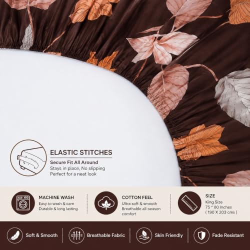 Image of King Size Fitted Bedsheet 75 inchx80 inch 2 Covers-Brown