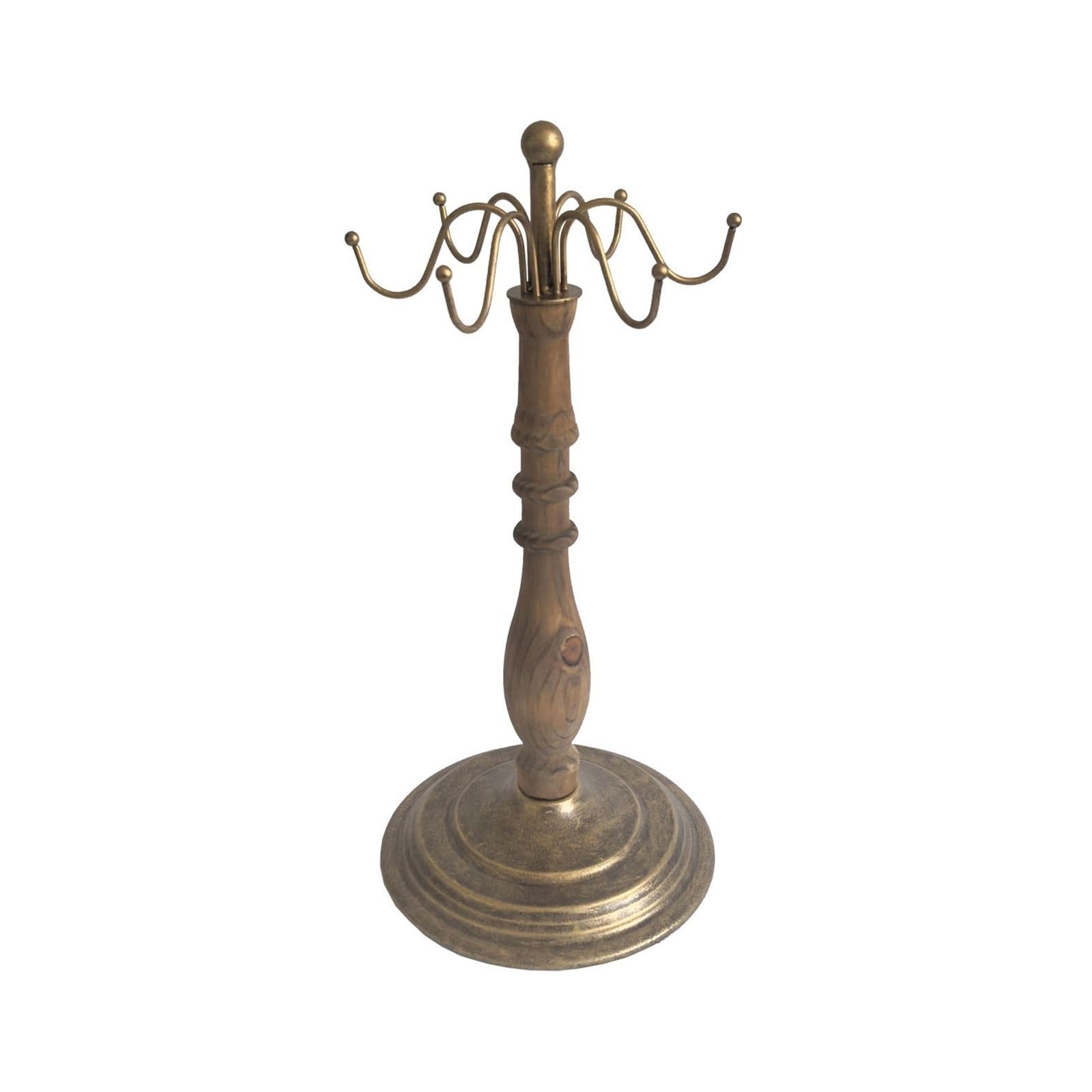 XUJUAN-0227 Jewelry Holder Vintage Iron Jewelry Stand with Wooden Spindle