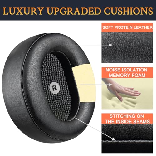 Repuestos de almohadillas para audífonos SOULWIT compatibles con Audeze Maxwell (No apto para Audeze Maxwell 2), con cuero sintético suave y espuma de alta densidad para cancelación de ruido - Negro miniatura 4