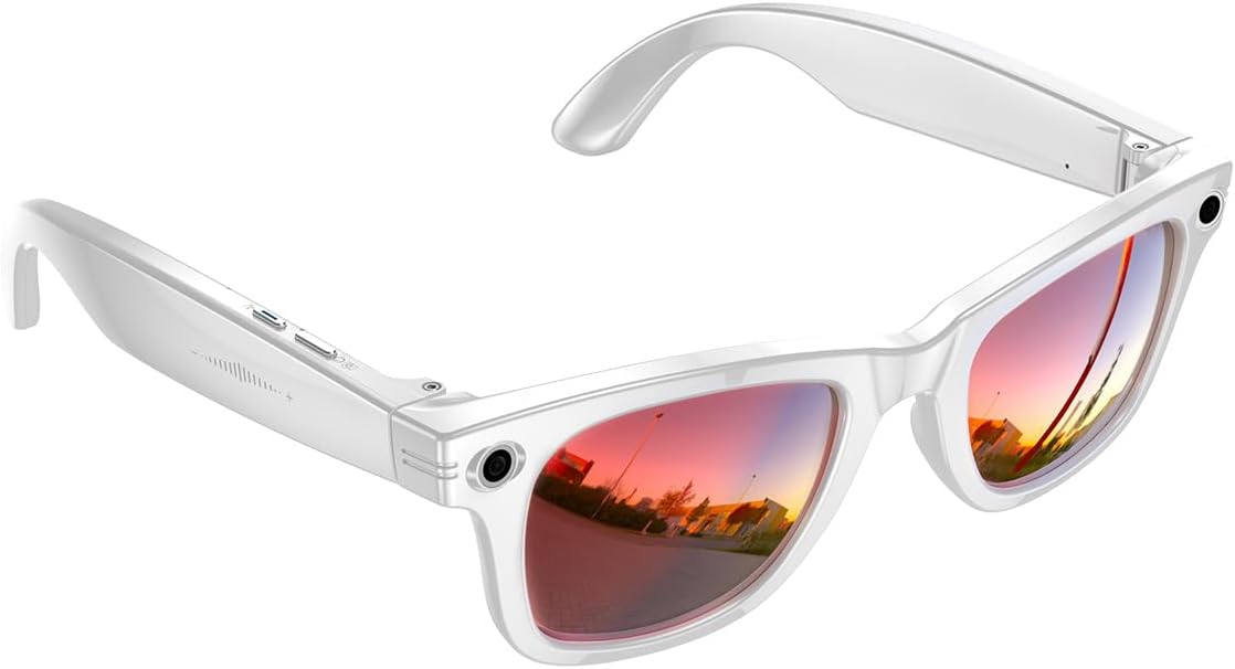 Side view of Harlafou AI Smart Glasses showing control buttons on the temple.