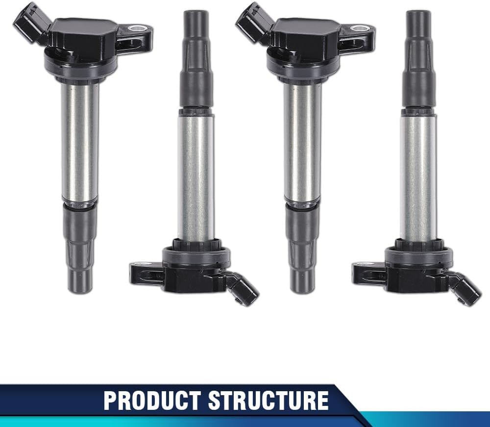 PIT66 4Pcs Ignition Coils, Compatible with 1.8 L4| 2009-2019 Toyota Corolla, 2009-2014 Toyota Matrix, 2010-2015 Toyota Prius & 2012-2017 Toyota Prius V, 2008-2014 Scion XD, 2009-2010 Pontiac Vibe