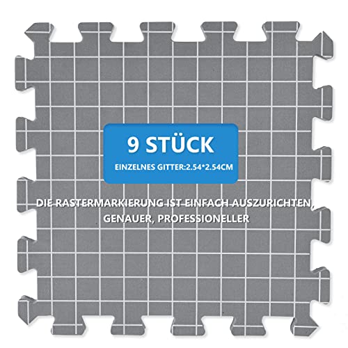 Blockiermatten-Set für Stricken und Häkeln – 9 extra dicke Matten mit Raster, 150 T-Nadeln und Tasche – Bild 6