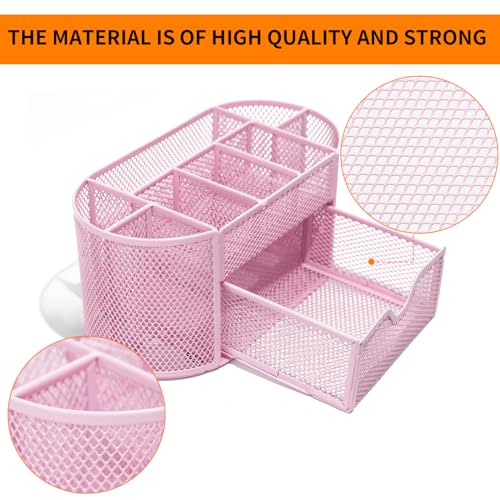 Desktop-Organizer-with-Pencil-Pen-Holder-and-Accessories-Offering-8-Compartments-and-1-Drawer-for-Home-School-and-Office-Cherry-Blossom-Pink