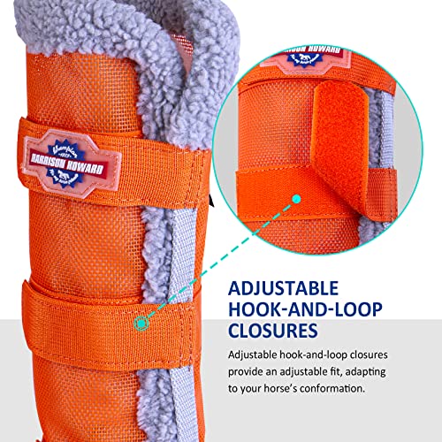 Image of Harrison Howard Horse Fly Boots with Fleece Trim Long-Lasting Breathable Cool Mesh Adjustable Closure