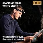 SLONIK Headlamp Rechargeable - 1000 Lumen LED USB Rechargeable Headlight - IPX4 Waterproof Head Lamp with Bright 60 ft Flashlight Beam - Hiking & Outdoor Camping Gear, Black - LED Headlamp - Image 2