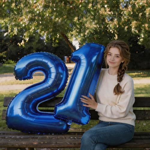 Image of Number Balloons Navy Blue Balloons - Giant Number 10 Balloon, 10 20 30 40 50 Numbers Balloon Birthday Decorations, Blue Party Supplies for Boy Men