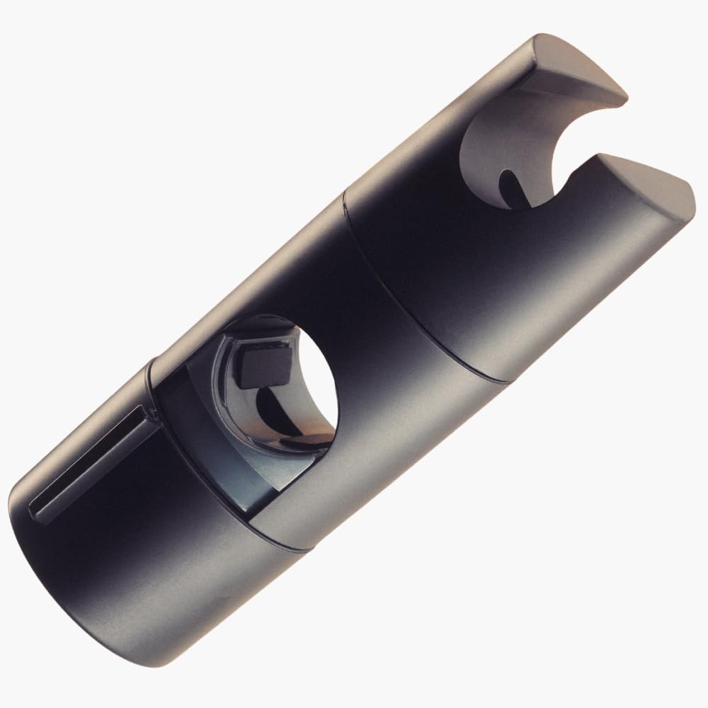 Curo Skin Midnight Black Shower Head Holder (Black), Adjustable 19-25Mm Diameter Hand Shower Holder Bracket For Circular Bar, Detachable Slider Holder, 45 Degree Rotation Sprayer Holder,