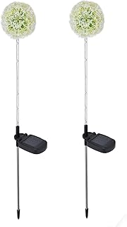 Dandelion Lights Outdoor Solar,2set Solar Dandelions Garden Lights 6LED Colorful Outdoor Lawn Lamp for Patio Yard Balcony(6LED)(6LED Cream White (2 Pack))