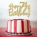 Gold Glitter Happy 74th Birthday Cake Topper - 74 Sign Cake Topper - Cheers to 74 Years Party Supplies - 74th Birthday Party Decorations
