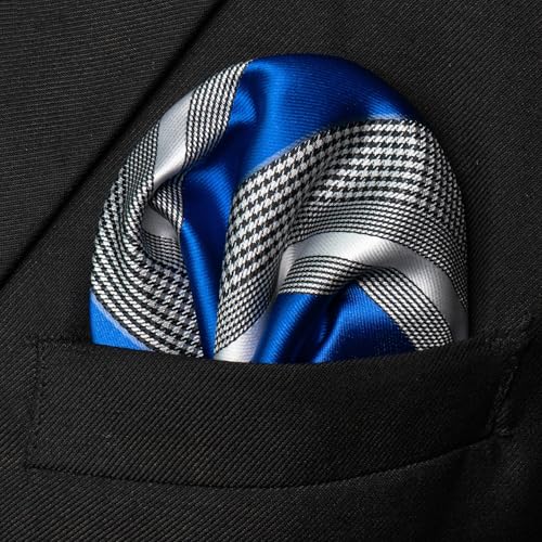 Image of JEMYGINS Mens Striped Tie and Lapel Pin Necktie Pocket Square and Tie Clip Sets for Business Casual 4PCS