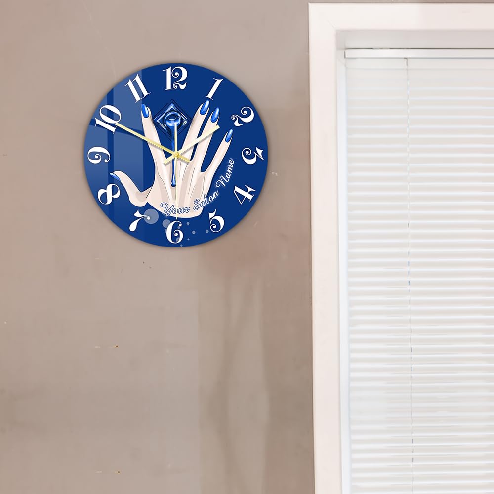 Orologio da parete da 38,1 cm per salone di bellezza, con nome personalizzato, orologio da parete silenzioso, senza ticchettio, funzionamento a batteria, facile da leggere, per camera delle