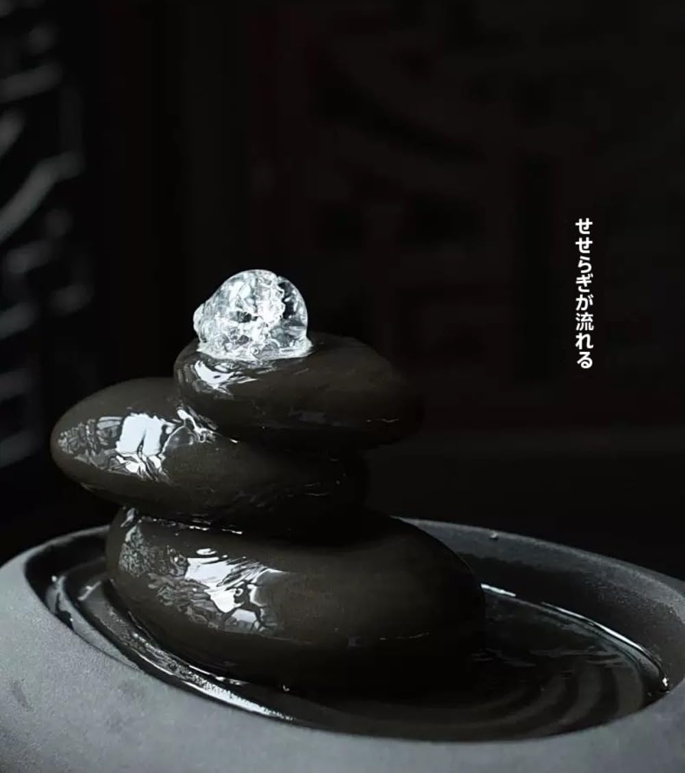 デスクトップ噴水装飾品、小さなセラミック噴水、屋内水装置、研究噴水装飾、循環水、風水幸運、禅マイクロ風景工芸品、自宅のリビングルーム