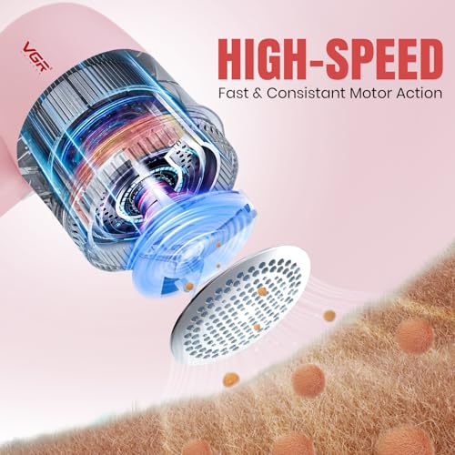 Image of VGR V-813 Professional Lint Remover for Clothes, Rechargeable Fabric Shaver with Stainless Steel Blades, USB Type-C Charging, Powerful Fuzz Remover for Sweaters, Wool, Blankets & Furniture, Blush Pink