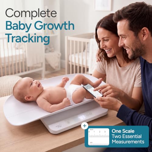 Image of Smart Weigh App Digital Baby Scale for Infants, Toddlers, Kids and Adults, 330 lb / 150 kg Capacity, 0.1 lb Accuracy, Weight Tracking App, Removable Tray, White