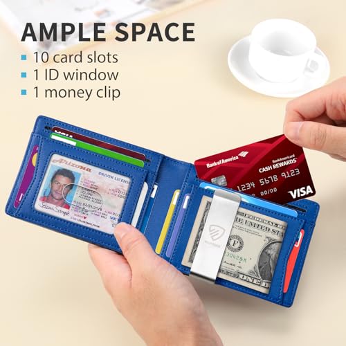 Image of RUNBOX Mens Slim Wallet with Money Clip RFID Blocking Bifold Credit Card Holder for Men with Gift Box