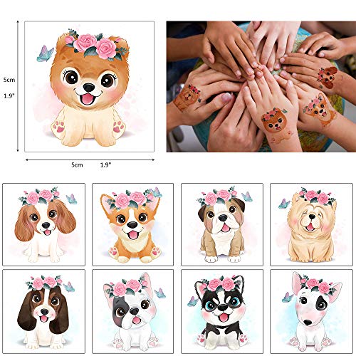 Glaryyears Watercolor Animals Temporary Tattoo For Kids, 30-Pack Fake Tattoos, Cute Dog Cat For Girls Boys Children, Fun Cartoon Stickers For Body Face Hand Arm Birthday Party Favors #TOP2