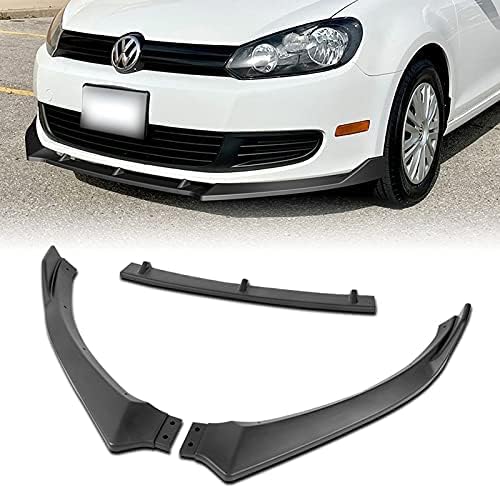 3PCS Front Bumper Lip Kit fit for compatible with 2010-2013 Volkswagen Golf 6, Sport-Sport Style Splitter Trim Protection Spoiler, Air-Dam-Chin-Diffuser (Unpainted Matt Black)