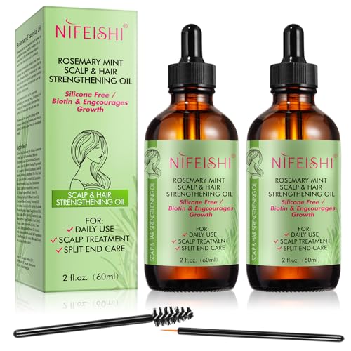 Aceite De Romero Para El Cabello, Rosemary Oil Hair Growth, Perfecto Para Las Cejas y Las Pestañas, Cuidado De La Piel, Aceite Esencial Romero Puro y Natural, Paquete De 2