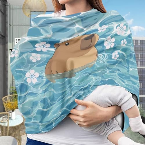 Image of Capybara Baby Car Seat Cover for Travel - Breathable and Lightweight - Infant Car Seat Cover for Sun, Soft Nursing Cover Up for Breastfeeding