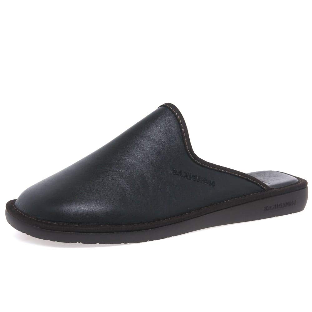 Zapatillas de casa Nordikas Invierno comodas de Hombre Made In Spain piel azul marino destalonado