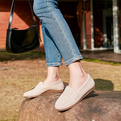 Image of Cvistpieo Loafers for Women Comfortable Dressy Casual Work Flats Lightweight & Breathable Slip On Walking Shoes Knit