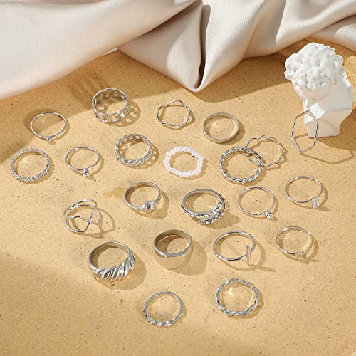 Image of YEEZII Gold Knuckle Ring Set for Women, Boho Stackable Finger Midi Rings