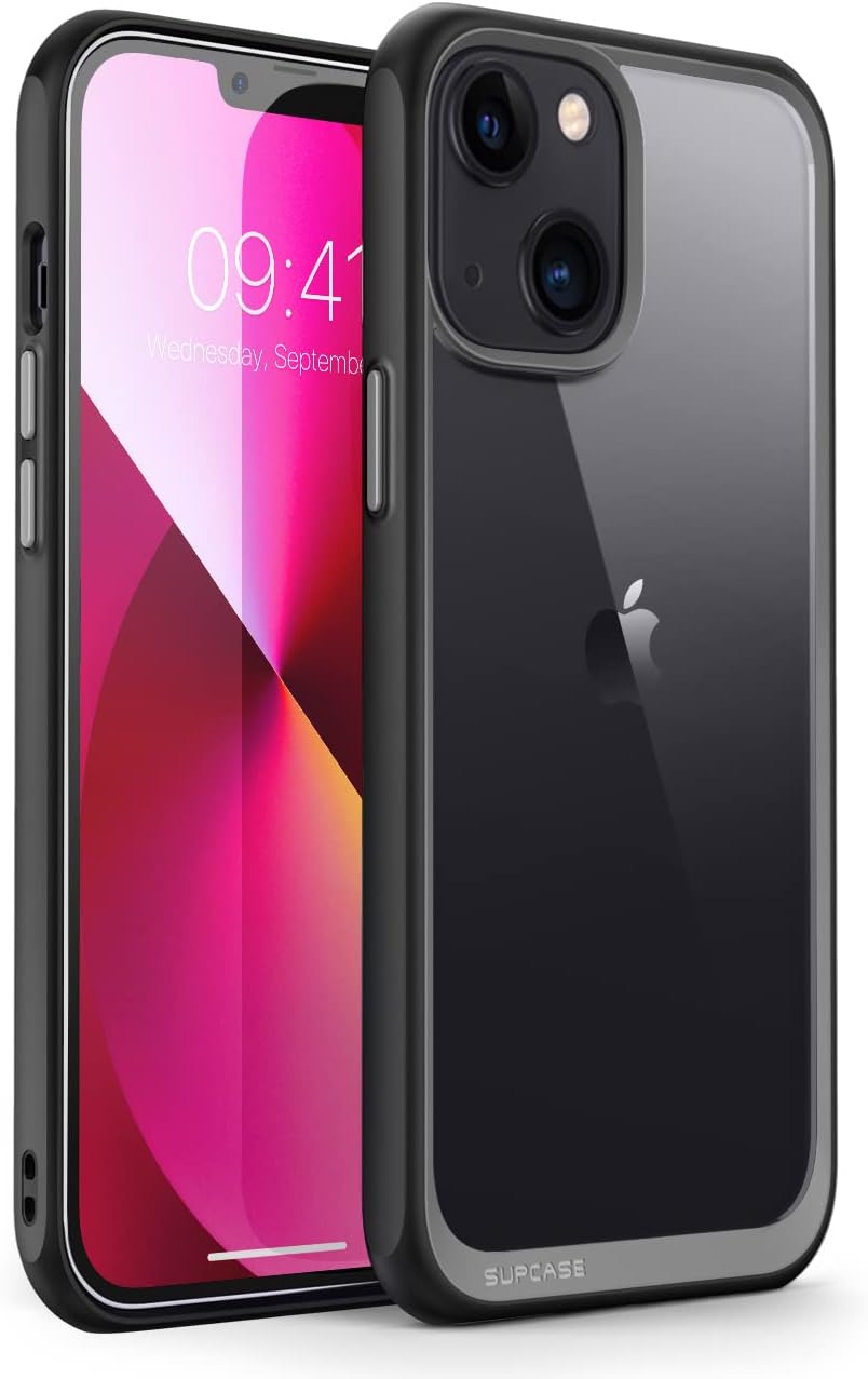 SUPCASE Unicorn Beetle Style Series Case for iPhone 13 (2021 Release) 6.1 Inch, Premium Hybrid Protective Clear Case (Black)