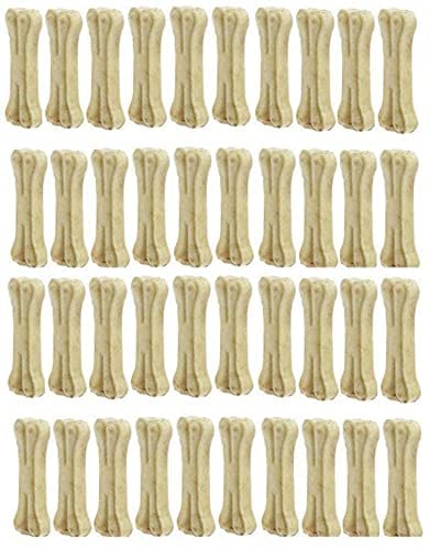 Woofy Digestible Calcium Dog Treat Chew Bones, Rawhide Pressed Dog Chew Bone (8 PCS, 5 INCH)