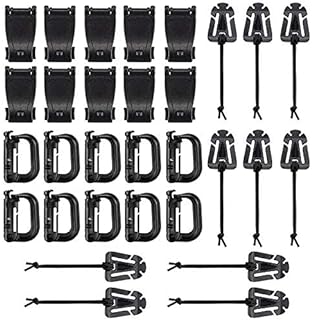 BOOSTEADY 36PCS Attachments for Tactical Backpack Vest Belt,D-Ring Grimloc Locking Gear Clip, Web Dominator Elastic Strings, Strap Management Tool Buckle,Hydration Tube Clips,Key Ring,MOLLE bag - BOOSTEADY