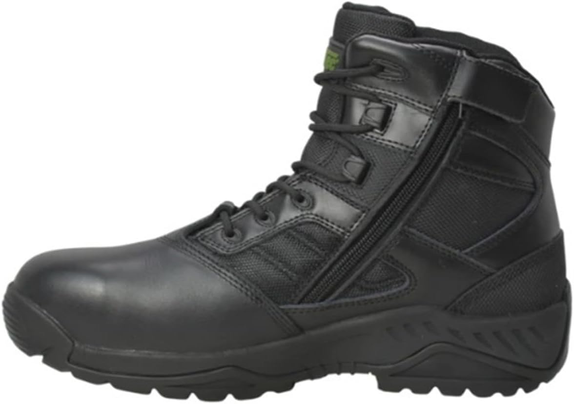 Ad Tec Black Work Boots For Men - Mens 6" Side Zipper Tactical Boots, Men's Full Grain Polishable Leather Boot, Police, Combat, Outdoors (Size 13)