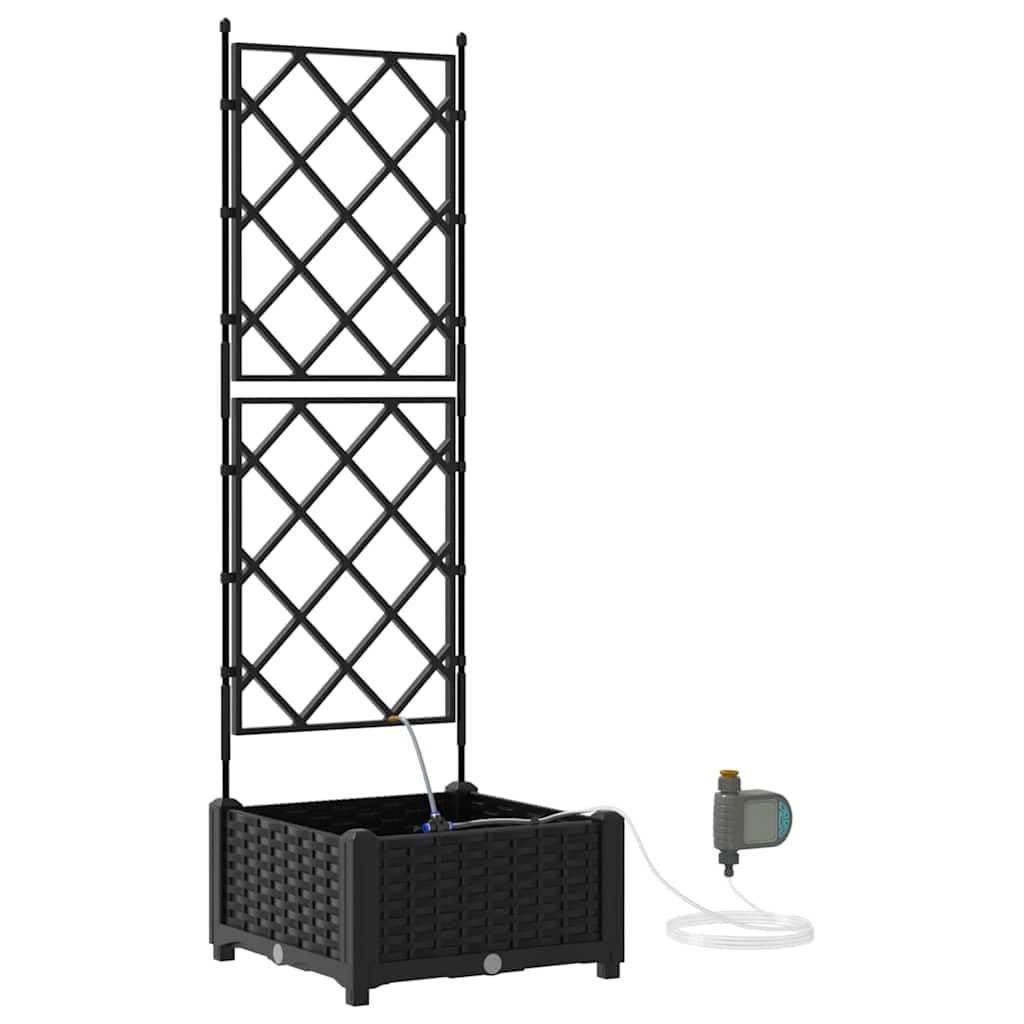 Jardinière surélevée noire - 40 x 40 x 126 cm - En acier - Avec auto-irrigation - Design moderne - Robuste et durable - Pour jardin, terrasse, balcon