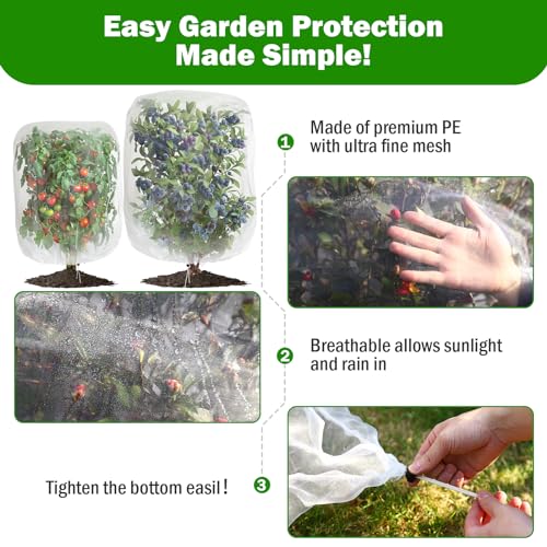 Gonlei 739713968023 4 Pack Garden Mesh Netting For Plants, Insect Bird Netting Pest Barrier Bag thumb #7
