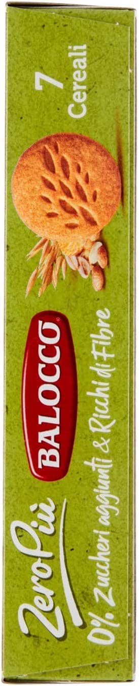 6X Balocco ZeroPiu Biscotti Frollini Extra-Crunchy ai 7 Cereali e con Corn Flakes Senza Zuccheri Aggiunti 230g [6 Confezioni]