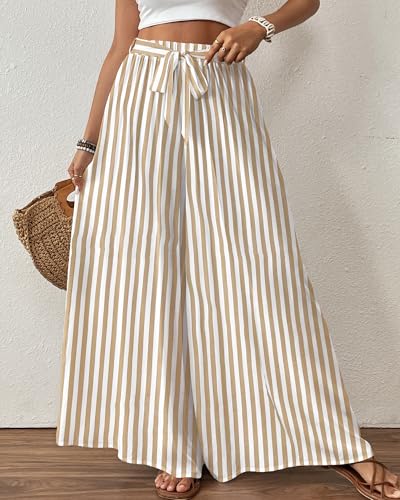 Image of Bsubseach Women Wide Leg Pants Floral Flowy Palazzo Pants