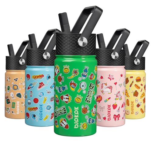 Image of BJPKPK Insulated Water Bottle, 15oz Stainless Steel with Straw Lid