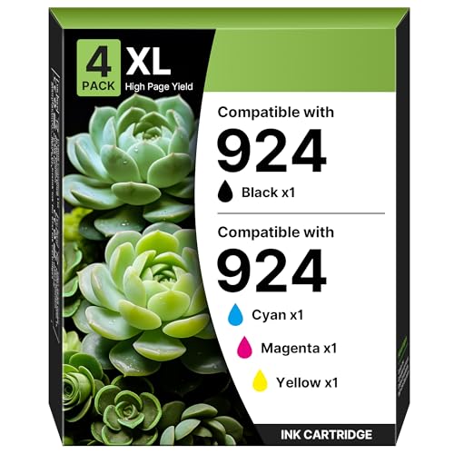 924 patronen Kompatible für HP 924 für HP Officejet Pro 8122e Patronen 8132e 8120e 8130e 8124e 8125e 8135e 8120 8123 8128e 8130 8133 8134e 8138e (Schwarz Cyan Magenta Gelb 4er-Pack)