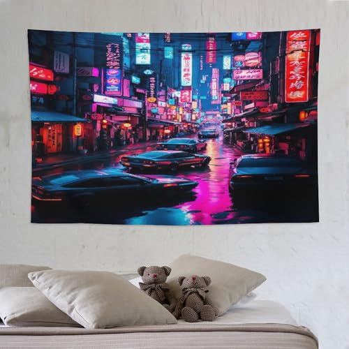 Tenture pour chambre décoration murale suspendue tapisserie tissu imprimé 3D Tokyo 150x230