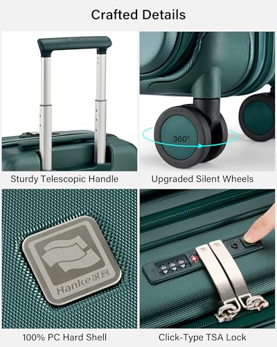 Image of Hanke Hardside Expandable Checked Luggage, 24 Inch Top Opening Trunk Luggages with Spinner Wheels, All-PC Hard Shell Suitcase, Lightweight TSA Checked-Medium(Blackish Green, 83L)