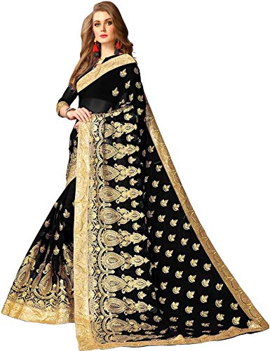 Indi fab Women's Sana Silk Saree With Un-stitched Blouse Mango Petch