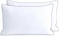 MOLCLCUY Conjunto de 2 almofadas de cama queen size, travesseiros de coleção de hotel para pessoas que dormem de lado e de costas, almofadas alternativas supermacias com enchimento de microfibra