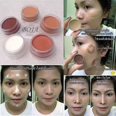1 Set X 5in1 Boja Vocational Foundation & Concealer Shading All Cover LONG LASTING OIL CONTROL 50G.