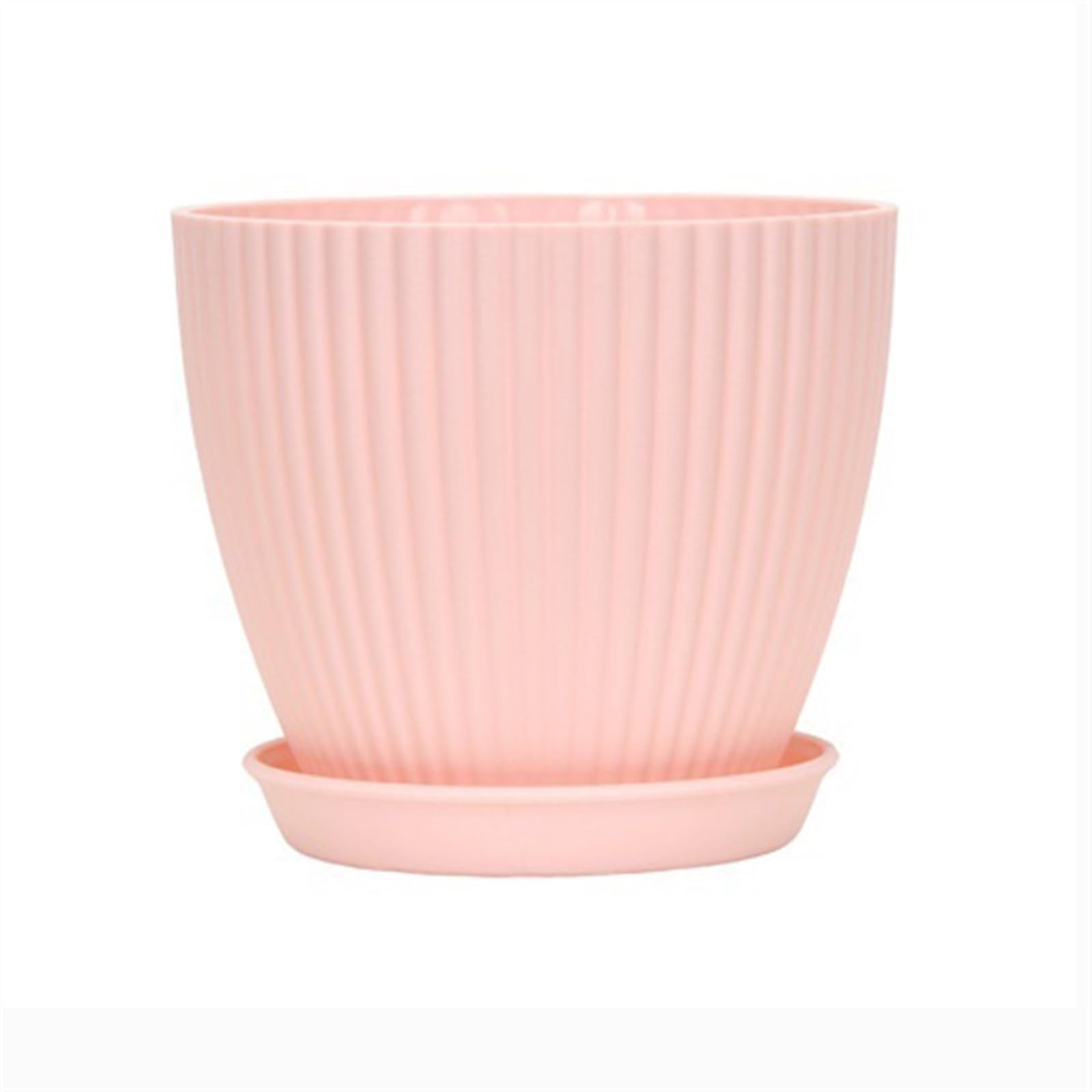 XPSHP25112 indoor plant pot Plant Pots Colorful Cute Flower Resin with Drainage Holes and Trays Gardening Supplies Succulent Plants Flowers Green Planters For balcony decoration(Pink,Small)